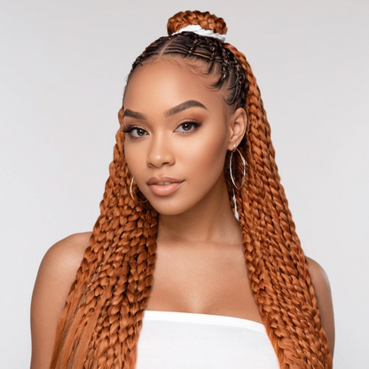 Honey Blonde Pre-Stretched Knotless Synthetic Braiding Hair, 26 Inch