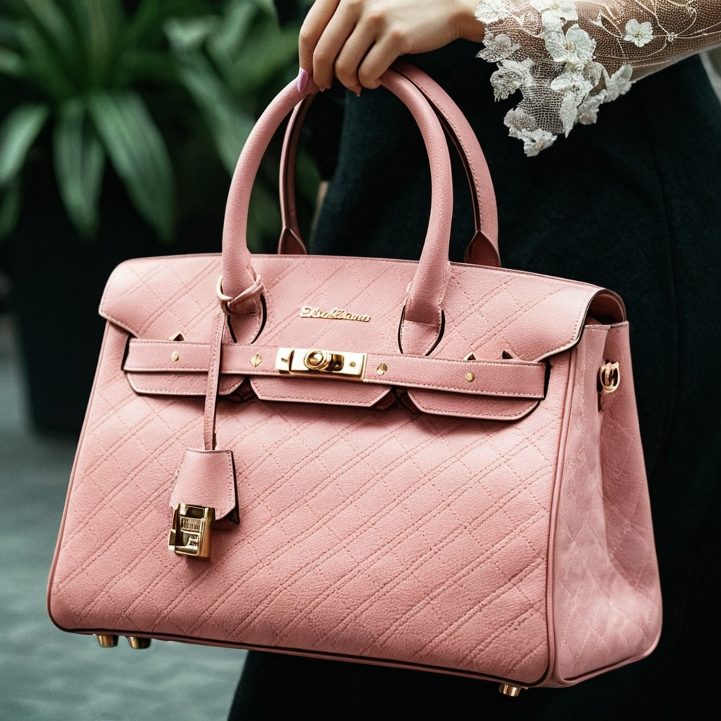 Women's Luxury Design PU Handbag (Light Pink)