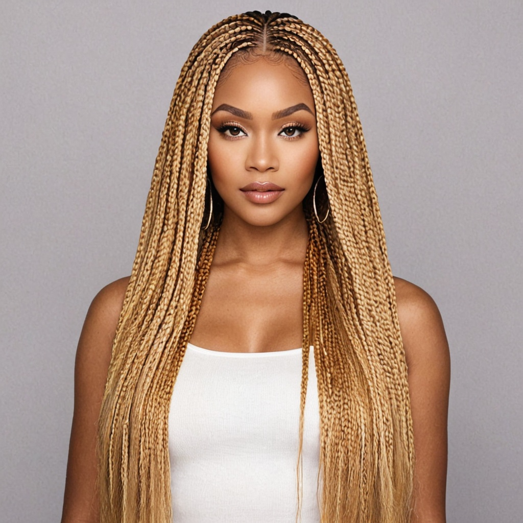 Honey Blonde Pre-Stretched Knotless Synthetic Braiding Hair, 26 Inch