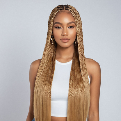 Honey Blonde Pre-Stretched Knotless Synthetic Braiding Hair, 26 Inch