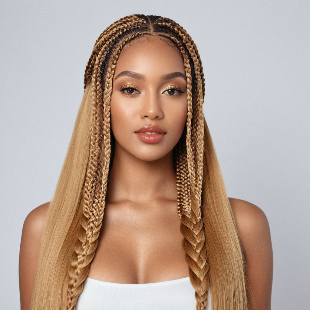 Honey Blonde Pre-Stretched Knotless Synthetic Braiding Hair, 26 Inch