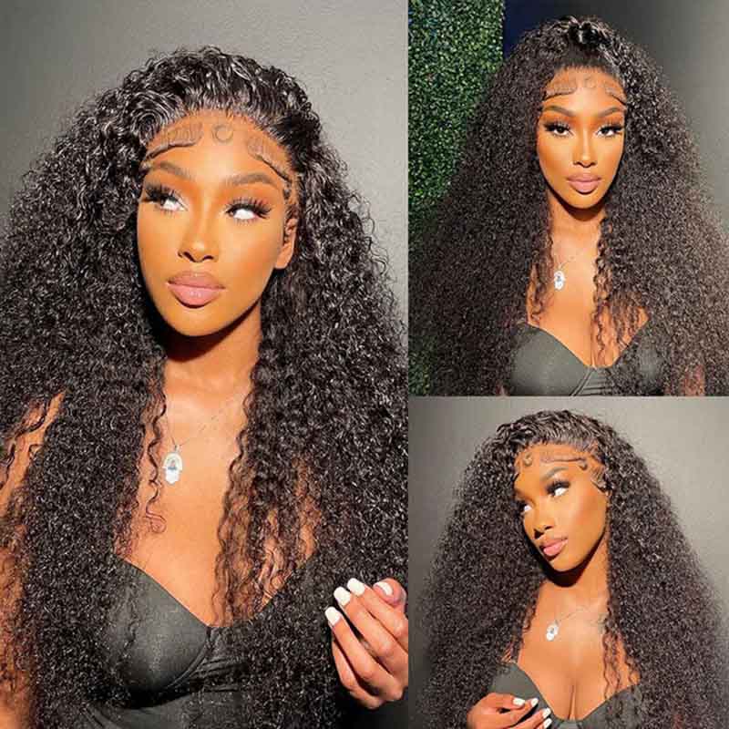 13×4 Lace Front Human Hair Wig – Kinky Curly 26″ – Natural Black – 250% Density Clessenza Beauty Store
