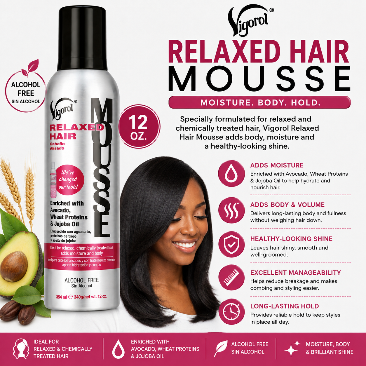 Vigorol – Relaxed Hair Mousse, 12 oz Vigorol