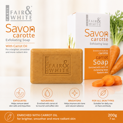 Fair & White – Original Savon Exfoliant à l’Huile de Carotte, 200 g
