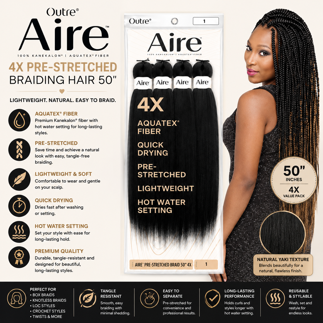 AIRE – 4X Pre-Stretched Braiding Hair 50"