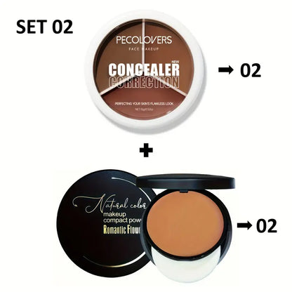 Pecolovers - Concealer Correction & Romantic Flowers - Makeup Compact Powder Foundation