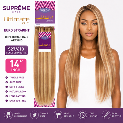 SUPRÊME Hair – Tissage Lisse Euro Straight en Cheveux Humains 100 % Naturels