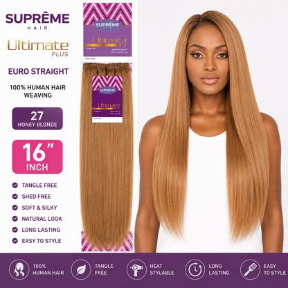 SUPRÊME Hair – Tissage Lisse Euro Straight en Cheveux Humains 100 % Naturels