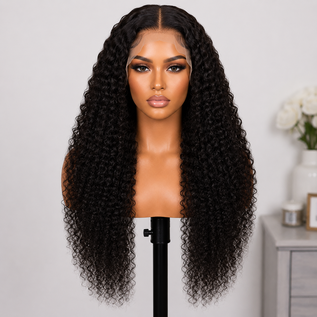 13×4 Lace Front Human Hair Wig – Kinky Curly 26″ – Natural Black – 250% Density Clessenza Beauty Store