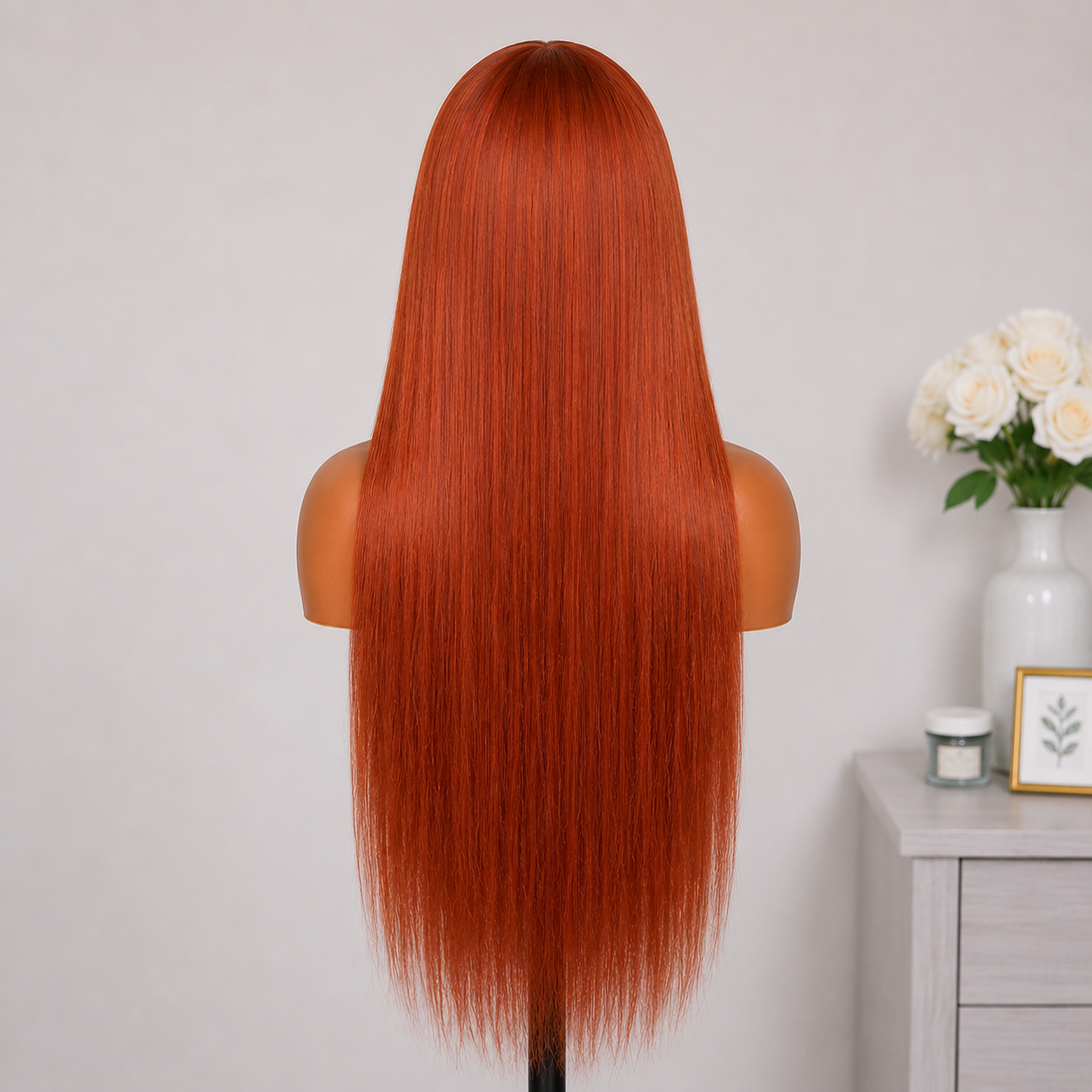 13×4 Lace Front Human Hair Wig – 30″ Straight – #33 Auburn Brown – 150% Density Clessenza Beauty Store