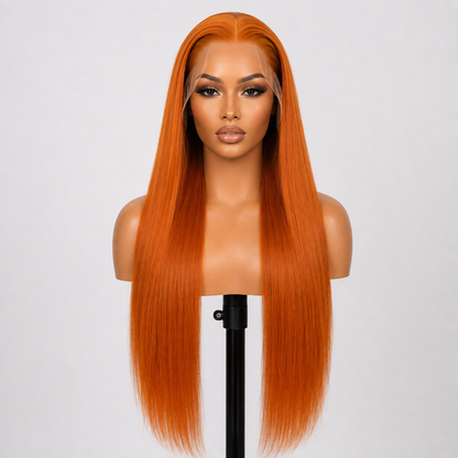 13×4 Lace Front Human Hair Wig – Straight 26″ – #350 Orange Ginger Clessenza Beauty Store