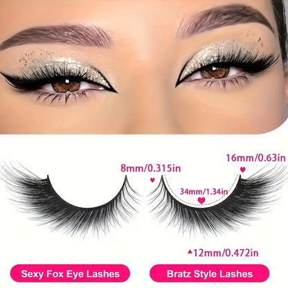 5 Pairs of  Cat Eye & Fox Eye False Lashes for Glamorous Stage & Party Makeup