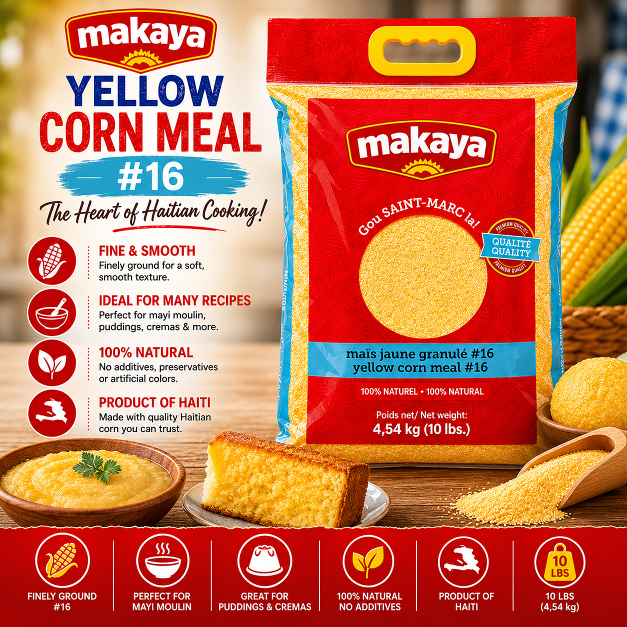 Makaya – Yellow Corn Meal #16, 10 lbs
