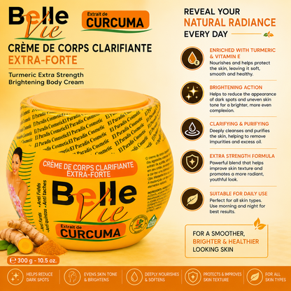 Belle Vie – Turmeric Extra Strength Brightening Body Cream, 300g Belle Vie