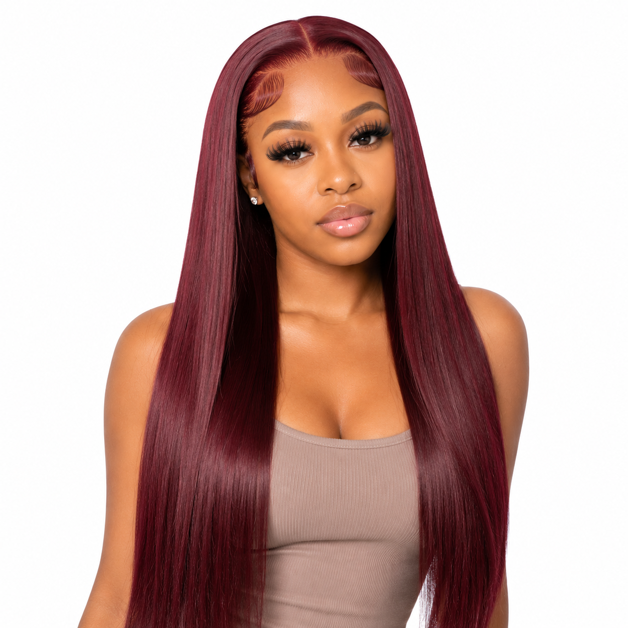 Perruque Lace Front en Cheveux Humains Lisses 99J – 26 po