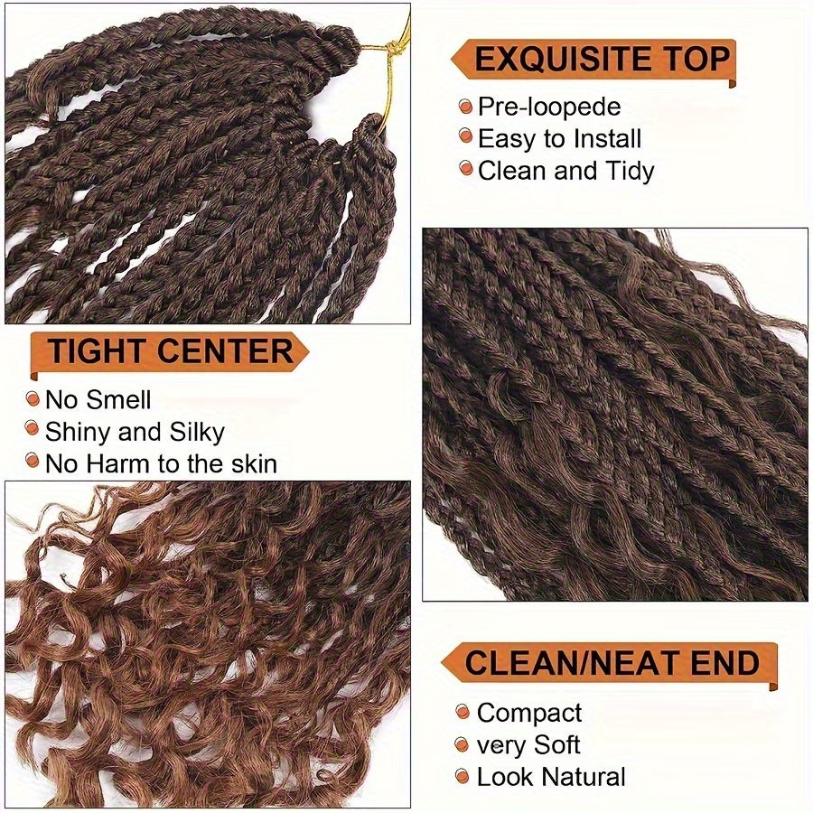 Boho Goddess Crochet Braids 14″ – Curly-End Protective Braiding Hair, Color #T30 Ombre Brown Clessenza Beauty Store