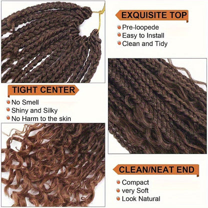 Boho Goddess Crochet Braids 14″ – Curly-End Protective Braiding Hair, Color #T30 Ombre Brown Clessenza Beauty Store