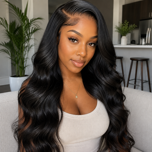 26″ Body Wave 13x4 HD Lace Front Human Hair Wig – Natural Black, Pre-Plucked, 180% Density Clessenza Beauty Store