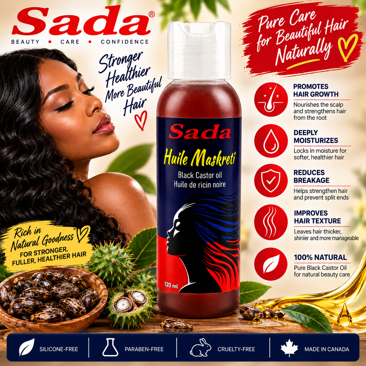 Sada – Black Castor Oil (Huile Maskriti), 120 mL Sada