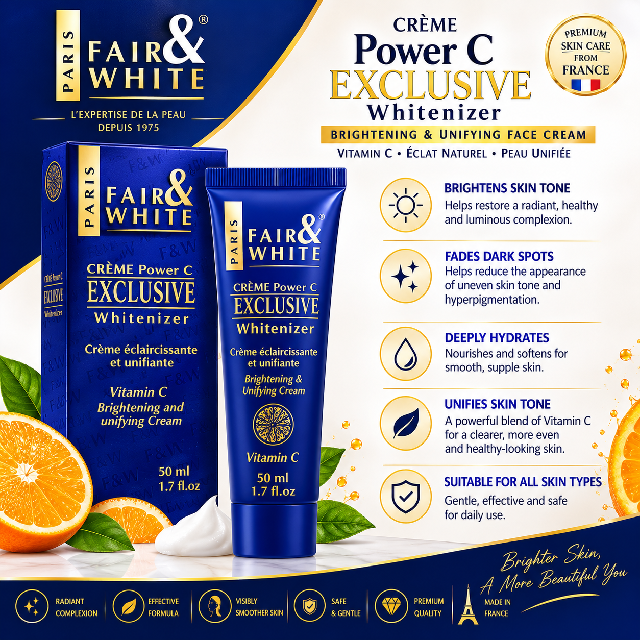 Fair & White Paris – Exclusive Vitamin C Brightening & Unifying Face Cream, 50ml Fair & White Paris