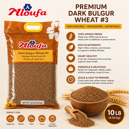 Aloufa – Boulgour Brun Gros #3 Haut de Gamme, 10 lb