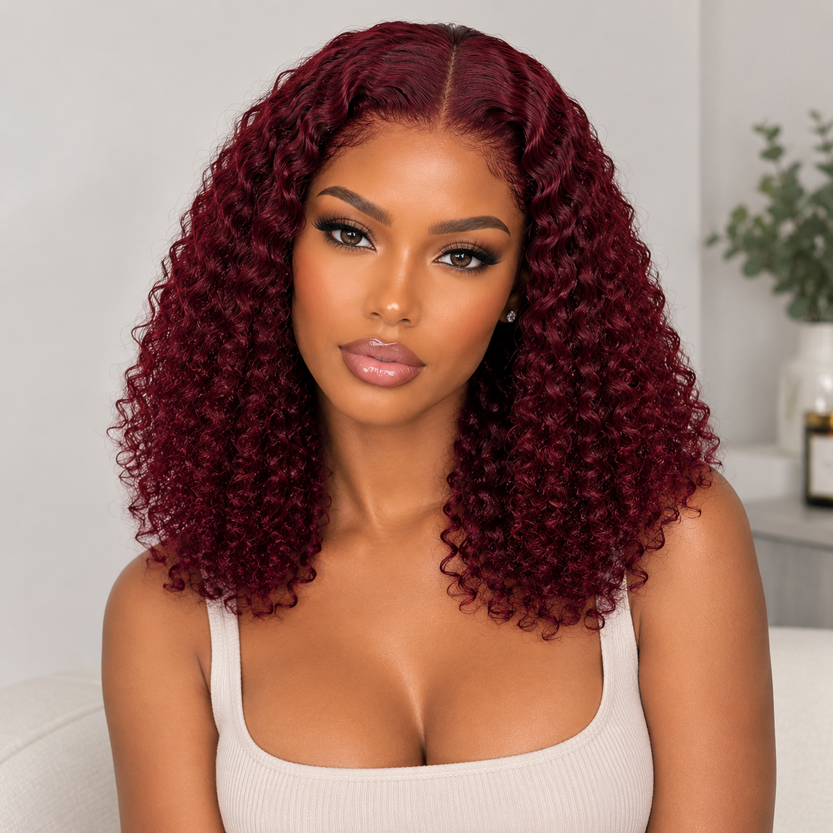 5×6 Closure Human Hair Wig – Jerry Curly 16″ – 99J Burgundy Clessenza Beauty Store