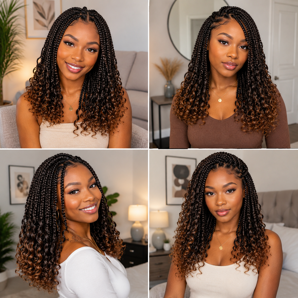 Boho Goddess Crochet Braids 14″ – Curly-End Protective Braiding Hair, #T30 Ombre Brown | 6-Pack Starter Bundle Clessenza Beauty Store