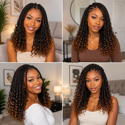 Boho Goddess Crochet Braids 14″ – Curly-End Protective Braiding Hair, #T30 Ombre Brown | 6-Pack Starter Bundle Clessenza Beauty Store