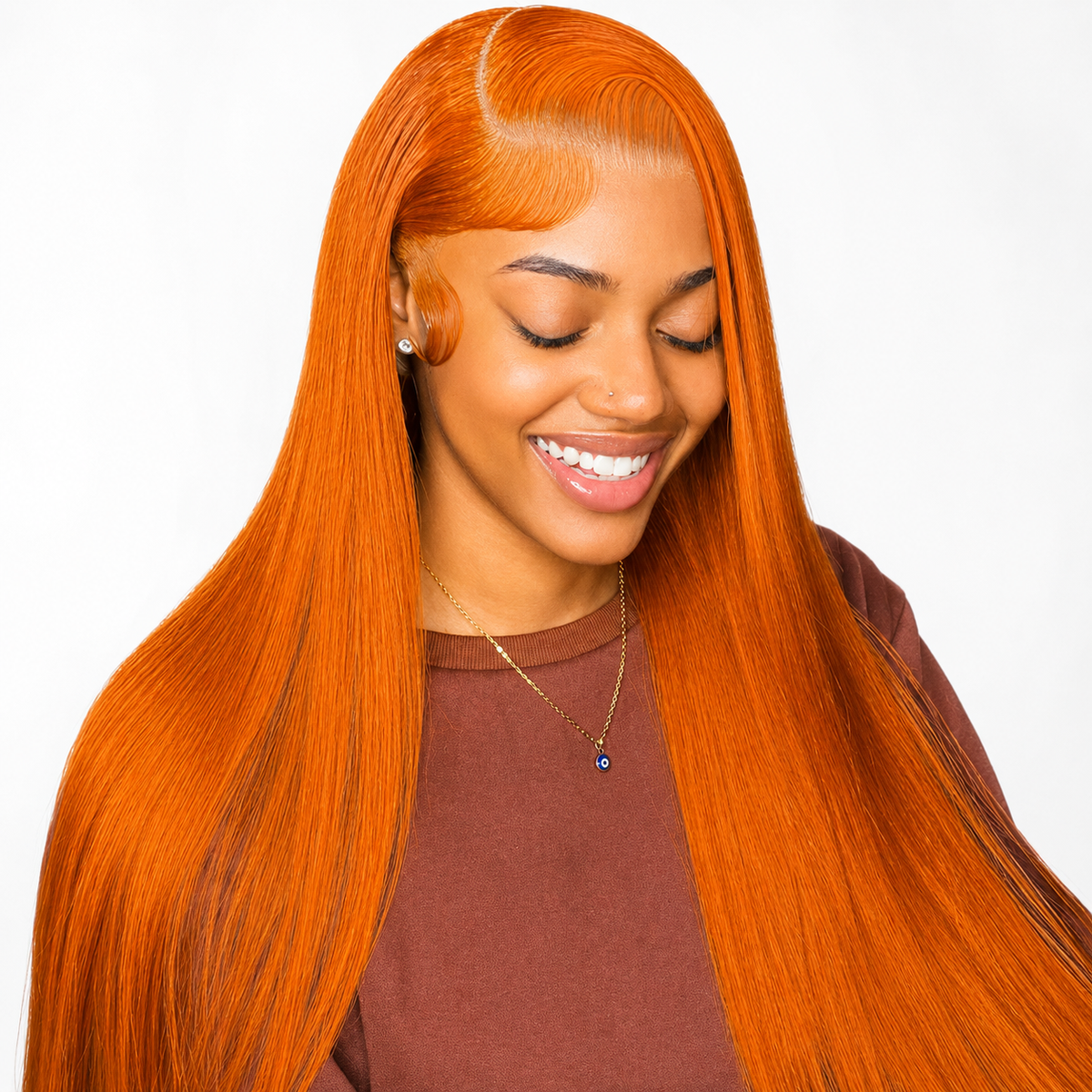 13×4 Lace Front Human Hair Wig – Straight 26″ – #350 Orange Ginger Clessenza Beauty Store