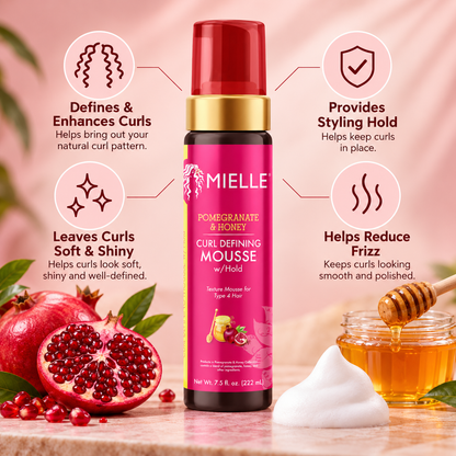 Mielle – Pomegranate & Honey Curl Defining Mousse with Hold, 7.5 fl oz Mielle Organics