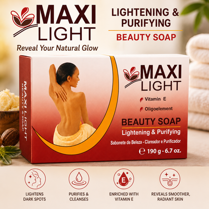 Maxi Light – Savon Beauté Éclaircissant et Purifiant à la Vitamine E, 190g