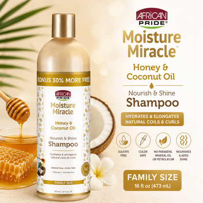 African Pride – Moisture Miracle Honey & Coconut Oil Shampoo, 16 fl oz