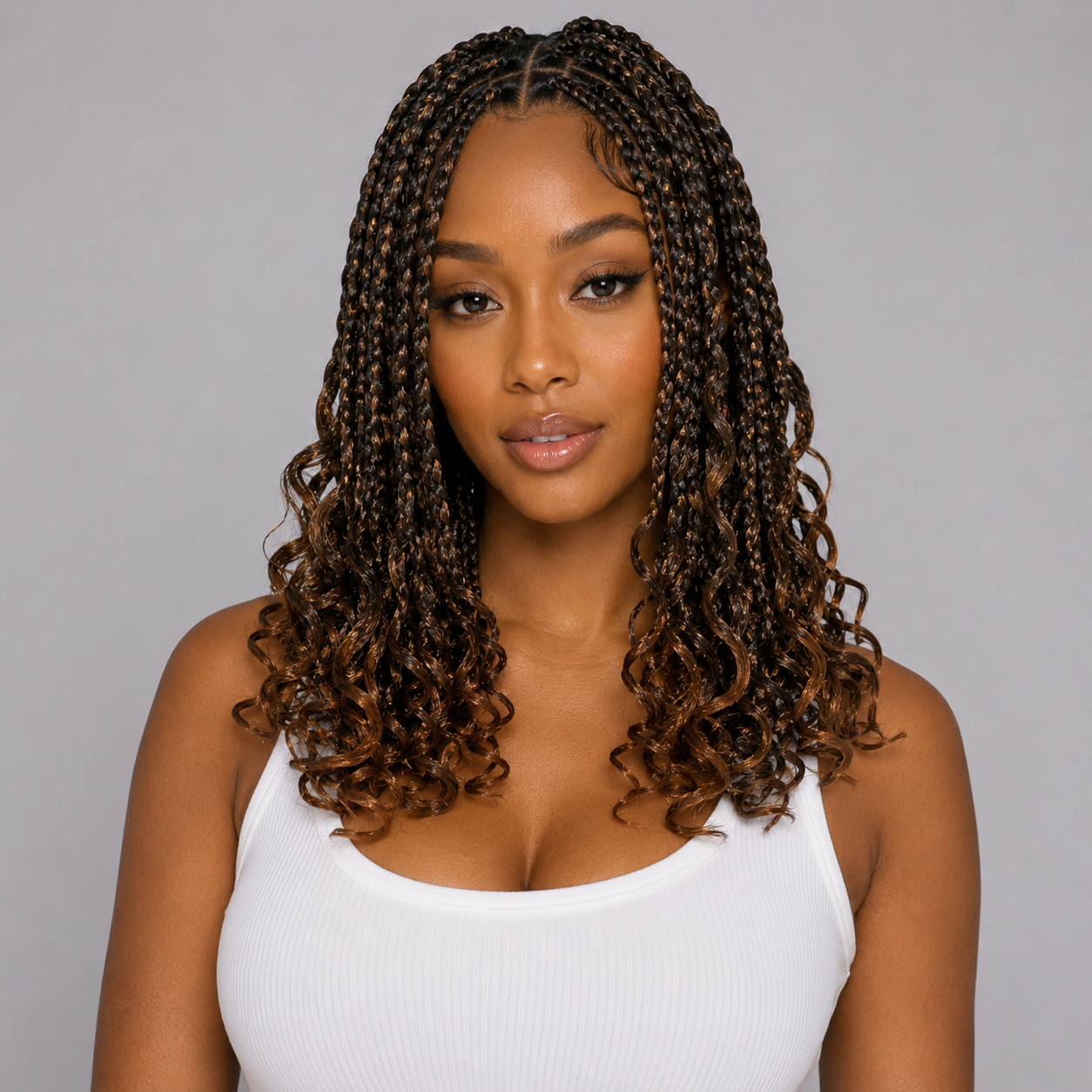 Boho Goddess Crochet Braids 14" – Curly-End Protective Braiding Hair #T30 6-Pack Starter Bundle