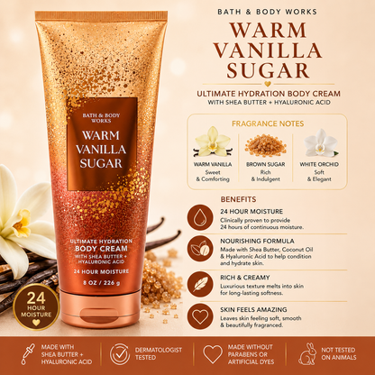 Bath & Body Works – Warm Vanilla Sugar Ultimate Hydration Body Cream, 8 oz
