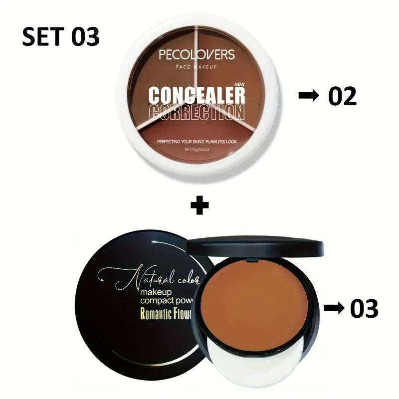 Pecolovers - Concealer Correction & Romantic Flowers - Makeup Compact Powder Foundation