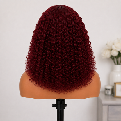 5×6 Closure Human Hair Wig – Jerry Curly 16″ – 99J Burgundy Clessenza Beauty Store