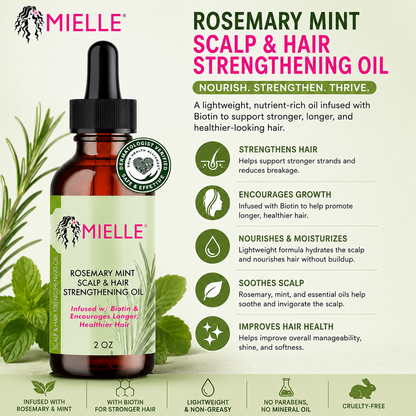 Mielle – Rosemary Mint Scalp & Hair Strengthening Oil with Biotin, 2 fl oz Mielle Organics