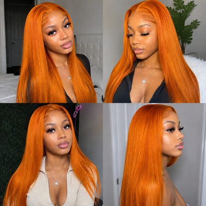 13×4 Lace Front Human Hair Wig – Straight 26″ – #350 Orange Ginger Clessenza Beauty Store