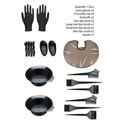 Kit de 17 outils de teinture capillaire professionnels