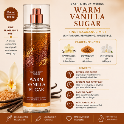 Bath & Body Works – Warm Vanilla Sugar Fine Fragrance Mist, 236 mL Bath & Body Works