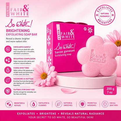 Fair & White Paris – So White! Brightening Exfoliating Soap Bar, 200g