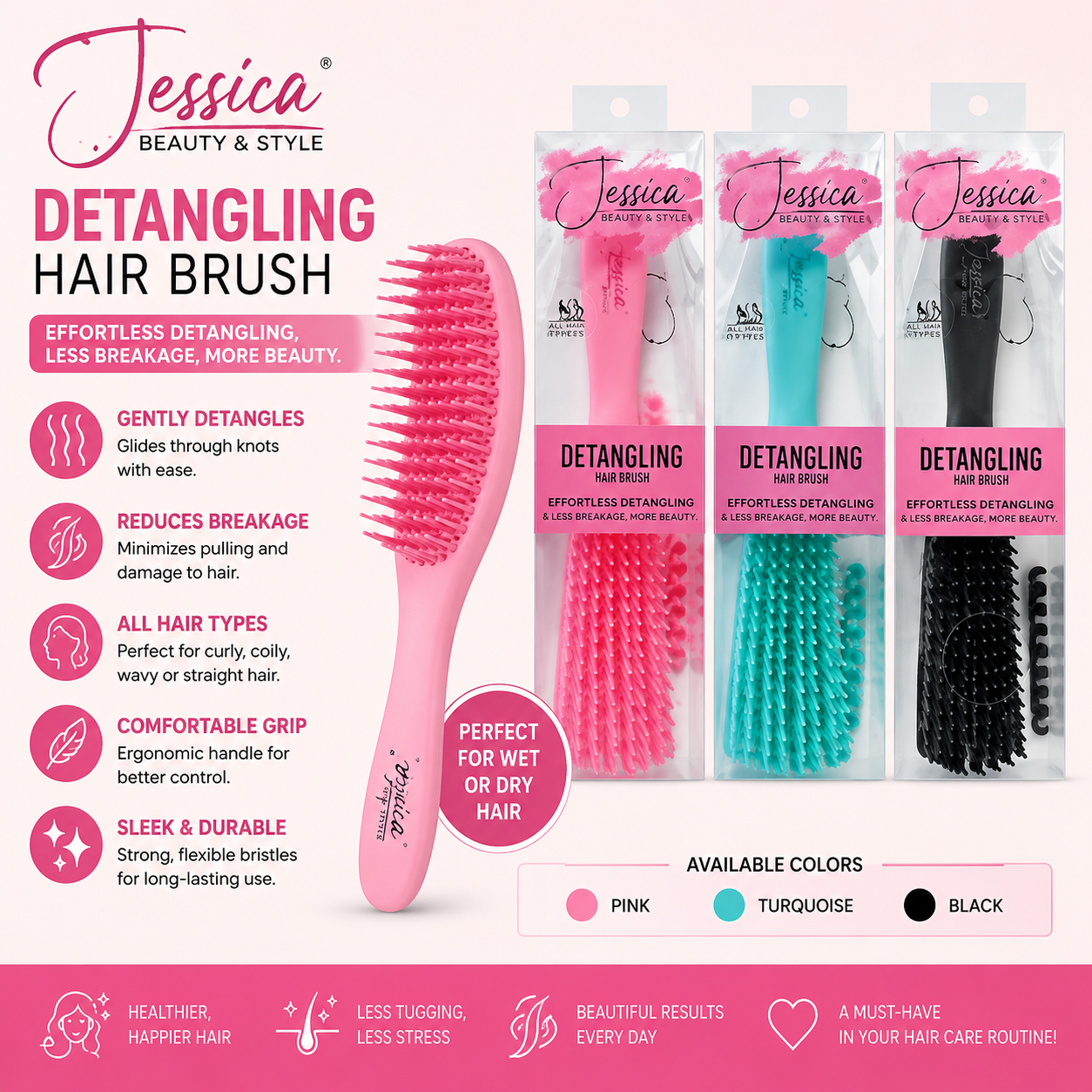 Jessica Beauty & Style – Brosse Démêlante pour Cheveux