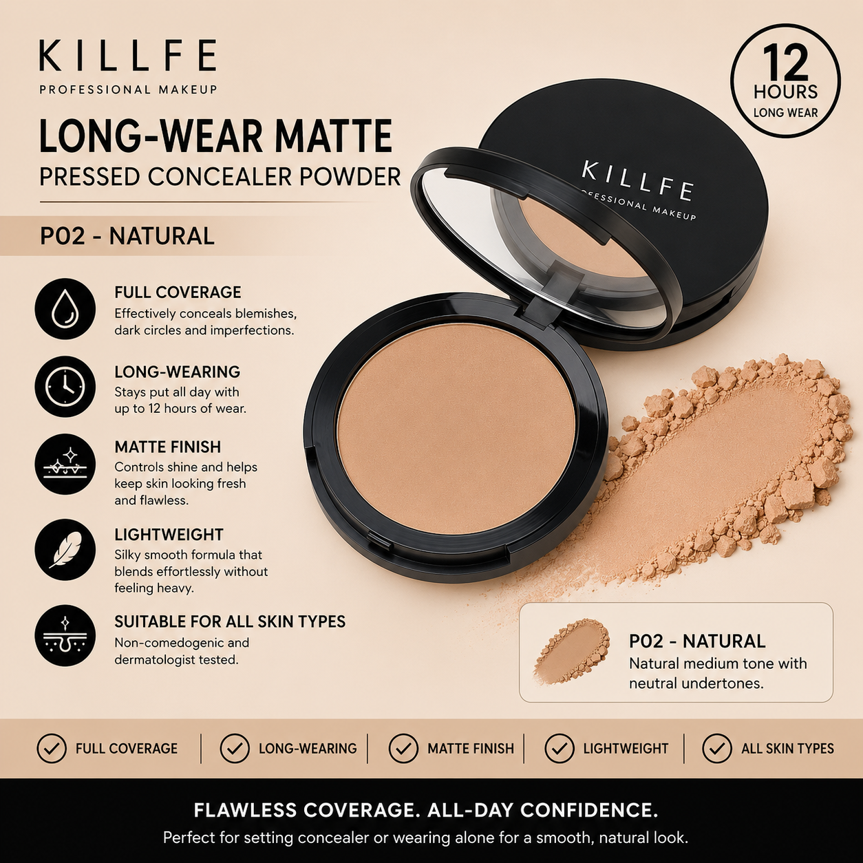 Killfe – Long-Wear Matte Pressed Concealer Powder
