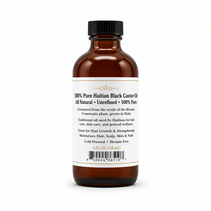 Huile de Ricin Noire Haïtienne 100 % Pure – 4 oz