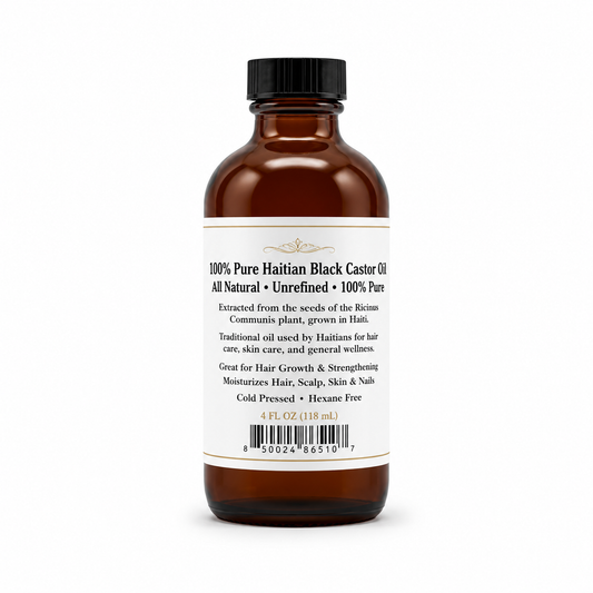 Huile de Ricin Noire Haïtienne 100 % Pure – 4 oz