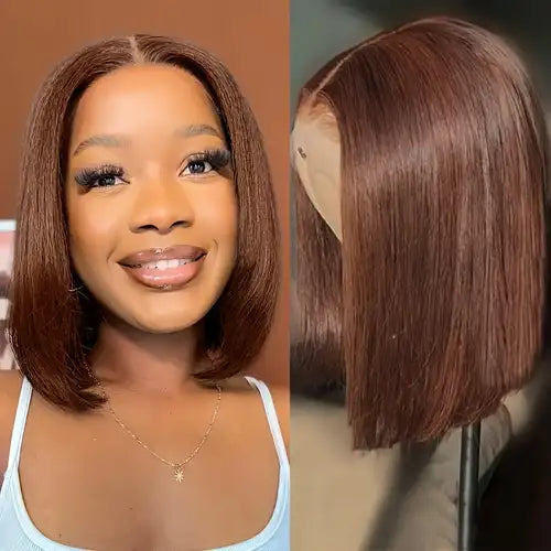 13x4 HD Lace Front Human Hair Bob Wig – Straight 10″ #4 Natural Brown Clessenza Beauty Store