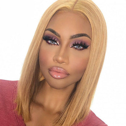 Splendid Natural Straight Human Hair Bob Wig - 13x4 Lace Frontal, 10 inches