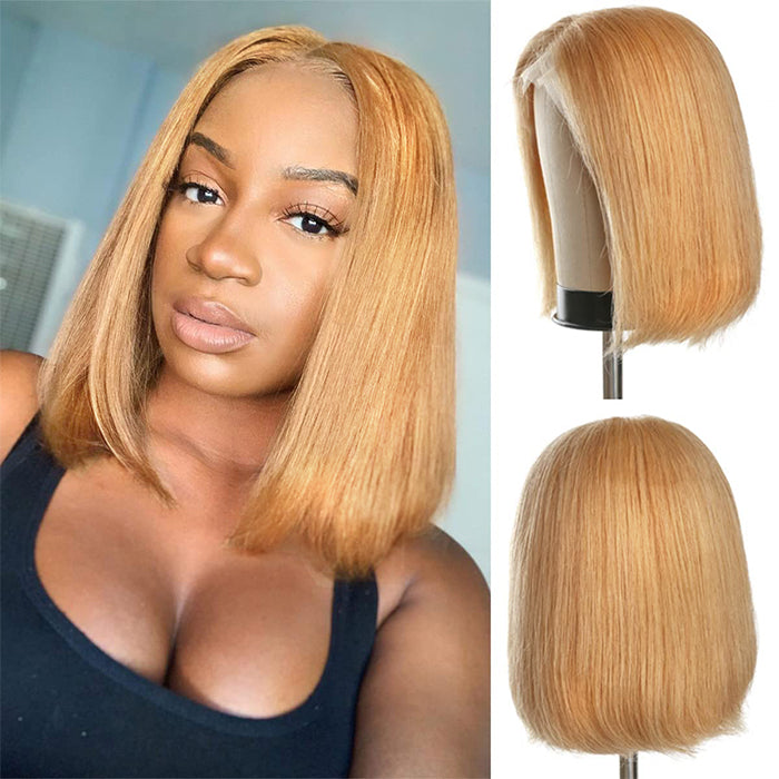 Splendid Natural Straight Human Hair Bob Wig - 13x4 Lace Frontal, 10 inches