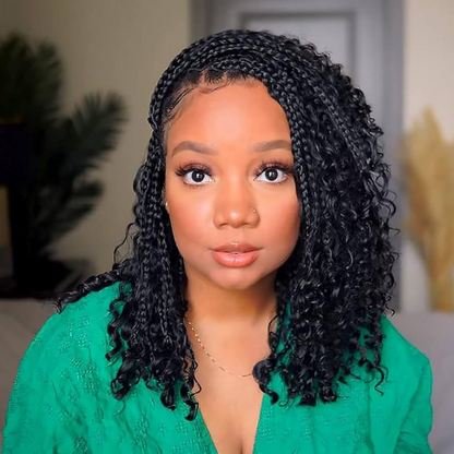 14 Inches Goddess Bohemian Synthetic Crochet Box Braid Hair w/ Curly Ends, 1B#