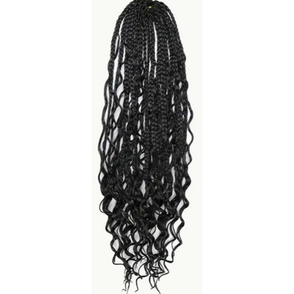 14 inches Box Braids Synthetic Crochet Hair w/ Curly Ends, 1B#